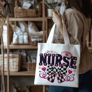 Nurse bag Canvas Tote Bag for Women, Reusable Grocery Bags Shopping Bags Gift